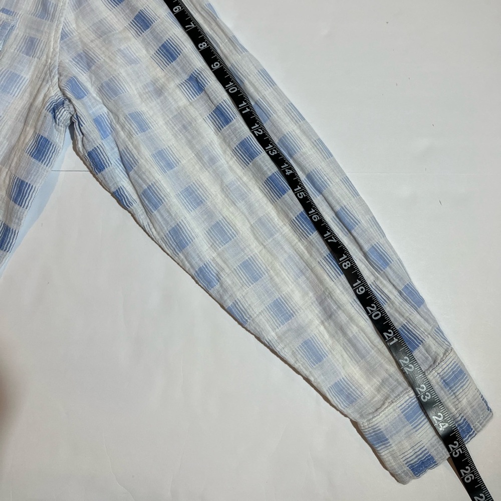Carbon 2 Cobalt Shirt Mens Large White Blue Plaid Cotton Gauze Preppy Beachy - Picture 9 of 9
